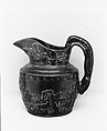 Pitcher, Possibly designed by Sidney Risley (ca. 1814–1875), Mottled brown earthenware, American