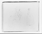 Seated Man; Standing Woman (from Sketchbook), Francis William Edmonds American, Graphite on off-white wove paper, American