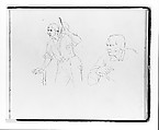 Two Studies of a Man (from sketchbook), Francis William Edmonds American, Iron gall ink, graphite on off-white wove paper, American