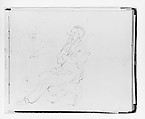 Sketchbook of Figure and Landscape Subjects, Francis William Edmonds (American, Hudson, New York 1806–1863 Bronxville, New York), Drawings in graphite and pen and brown ink on off-white wove paper, bound in marbled paper with leather spine and corners, American