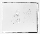 Sketchbook of Figure and Landscape Subjects, Francis William Edmonds (American, Hudson, New York 1806–1863 Bronxville, New York), Drawings in graphite and pen and brown ink on off-white wove paper, bound in marbled paper with leather spine and corners, American