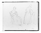 Sketchbook of Figure and Landscape Subjects, Francis William Edmonds (American, Hudson, New York 1806–1863 Bronxville, New York), Drawings in graphite and pen and brown ink on off-white wove paper, bound in marbled paper with leather spine and corners, American