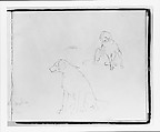Two Studies of a Dog: Seated and Scratching (from Sketchbook), Francis William Edmonds American, Graphite on off-white wove paper, American