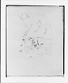 Interior Scene and Study of a Dog (from Sketchbook), Francis William Edmonds American, Graphite on off-white wove paper, American
