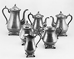 Teapot, Thomas Danforth Boardman (1784–1873), Britannia metal, American