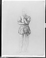 Study for "The Landing of Columbus on San Salvador, October 12, 1492": Roderigo Sánchez of Segovia, John Vanderlyn (American, Kingston, New York 1775–1852 Kingston, New York), Charcoal and white chalk (lightly affixed) on light gray laid paper, American