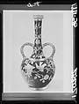 Vase, Faience Manufacturing Company (American, Greenpoint, New York, 1881–1892), Painted and glazed earthenware with overglaze raised gold paste decoration, American