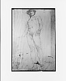 Study of a Standing Male Nude, Frederick William MacMonnies (American, New York 1863–1937 New York), Graphite on paper, mounted on board, American
