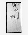 Standing Female Nude, Frederick William MacMonnies (American, New York 1863–1937 New York), Graphite on paper, mounted on board, American