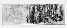 Camp A: Log Cabin in Woods (from Sketchbook X), William Trost Richards (American, Philadelphia, Pennsylvania 1833–1905 Newport, Rhode Island), Graphite on off-white wove paper, American