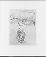Two Sketches: Children on a Country Road; Three Children, Graphite on off-white wove paper, American