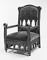 Armchair, Louis C. Tiffany (American, New York 1848–1933 New York), Oak, silk velvet, American