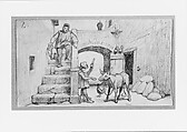 The Fable of the Miller, His Son and the Donkey  No. 1, Elihu Vedder (American, New York 1836–1923 Rome), Graphite on paper, American
