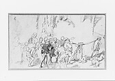 The Fable of the Miller, His Son and the Donkey  No. 6, Elihu Vedder (American, New York 1836–1923 Rome), Graphite on paper, American
