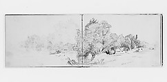 Distant Landscape with Encampment (from Sketchbook X), William Trost Richards (American, Philadelphia, Pennsylvania 1833–1905 Newport, Rhode Island), Graphite on off-white wove paper, American