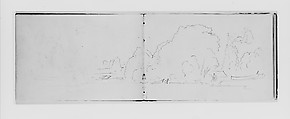 Outline of Trees, Figure, and Canoe (from Sketchbook X), William Trost Richards American, Graphite on off-white wove paper, American