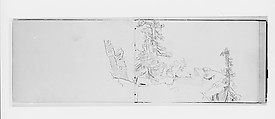 Trees and Cliff (from Sketchbook X), William Trost Richards  American, Graphite on off-white wove paper, American