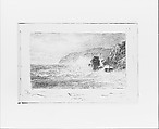 Seascape with Waves Breaking off Rocks (from Sketchbook VII), William Trost Richards  American, Black ink, on off-white wove paper on off-white wove paper, American