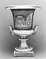 Urn, Porcelain, overglaze enamel decoration, gold, painted with views of New York City, French