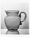 Pitcher, Blown pattern-molded lead aquamarine glass, American