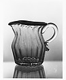 Creamer, Blown pattern-molded colorless and blue glass, British
