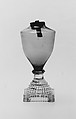 Whale Oil Lamp, Pressed and free-blown lead colorless and blue glass, American