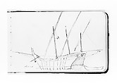 Ship Study for the Landing of Columbus (from Sketchbook), Albert Bierstadt  American, Graphite on wove paper with gilt edges, bound in a leather cover, American