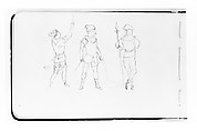 Three Figures (from Sketchbook), Albert Bierstadt  American, Graphite on wove paper with gilt edges, bound in a leather cover, American
