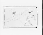 Weapons and Accessories (from Sketchbook), Albert Bierstadt  American, Graphite on wove paper with gilt edges, bound in a leather cover, American