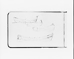 Sketchbook of Columbus Subjects: Caravels, Figures, Heraldry, and Accessories, Albert Bierstadt (American, Solingen 1830–1902 New York), Drawings in graphite on off-white wove paper with gilt edges, bound in a leather cover, American