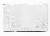 Sketchbook of Northwest American and Canadian Scenery, Albert Bierstadt (American, Solingen 1830–1902 New York), Drawings in graphite on off-white wove paper, bound in a leather cover, American