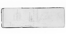 Mountain Landscape with River (Stave?), Trees, and Island (from Sketchbook), Albert Bierstadt (American, Solingen 1830–1902 New York), Graphite on wove paper, American