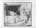 Mother and Children in a Stable (from Hosack Album), David Hosack American, Graphite on off-white wove paper, American