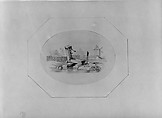 Village Scene with Water Pump and Trough (from Hosack Album), Graphite on off-white Bristol board, American