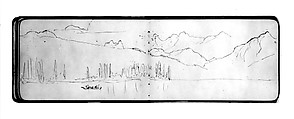 Sketch of Mountains and Lake (from Sketchbook), Albert Bierstadt (American, Solingen 1830–1902 New York), Graphite on wove paper, American