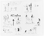 Egyptian Sculpture and Motifs (from Scrapbook), John Singer Sargent (American, Florence 1856–1925 London), Pen and ink on off-white wove paper, American