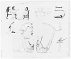 Egyptian Motifs and Musical Instruments (from Scrapbook), John Singer Sargent (American, Florence 1856–1925 London), Pen and ink on off-white wove paper, American