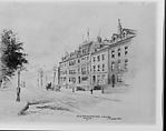 Old Steamship Row in the 1880's, New York, F. Leo Hunter (1862–1946), Graphite and watercolor on paper, American