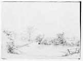 Pond or Creek in a New Hampshire Meadow (from Sketchbook), Thomas Hewes Hinckley  American, Graphite on green-tinted paper, American