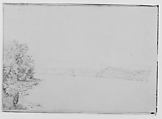 View Across a River (from Sketchbook), Thomas Hewes Hinckley  American, Graphite, watercolor, on buff paper, American