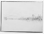 View Across A Lake or River to Mountains (from Sketchbook), Thomas Hewes Hinckley  American, Graphite, watercolor, on beige paper, American
