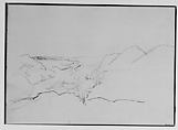 Outline of a Mountain and River View (from Sketchbook), Thomas Hewes Hinckley  American, Graphite on beige paper, American