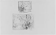 Two Sketches of Trees (from Sketchbook), Henry Ward Ranger  American, Graphite, ink, on paper, American
