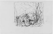 View of House Through Trees (from Sketchbook), Henry Ward Ranger  American, Graphite, ink, on paper, American