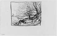 Two Trees on a Hill (from Sketchbook), Henry Ward Ranger  American, Graphite, ink, on paper, American