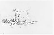 Trees behind a Fence (from Sketchbook), Henry Ward Ranger  American, Graphite, ink, on paper, American