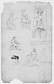 Caryatid from Erectheum and Other Figures (from Sketchbook), Thomas Moran American, born England, Graphite on paper, American