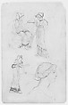 Two Female Figures; One Male Figure Seated (from Sketchbook), Thomas Moran American, born England, Graphite on paper, American