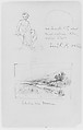 One Landscape; One Seated Female Figure (from Sketchbook), Thomas Moran American, born England, Graphite on paper, American