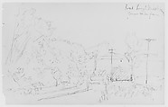 Landscape (Road Through Middle Branch/ Near Wire Farm) (from Sketchbook), Thomas Moran American, born England, Graphite on paper, American
